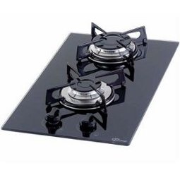 Cooktop Dominó Fischer 2 Queimadores Branco e Preto